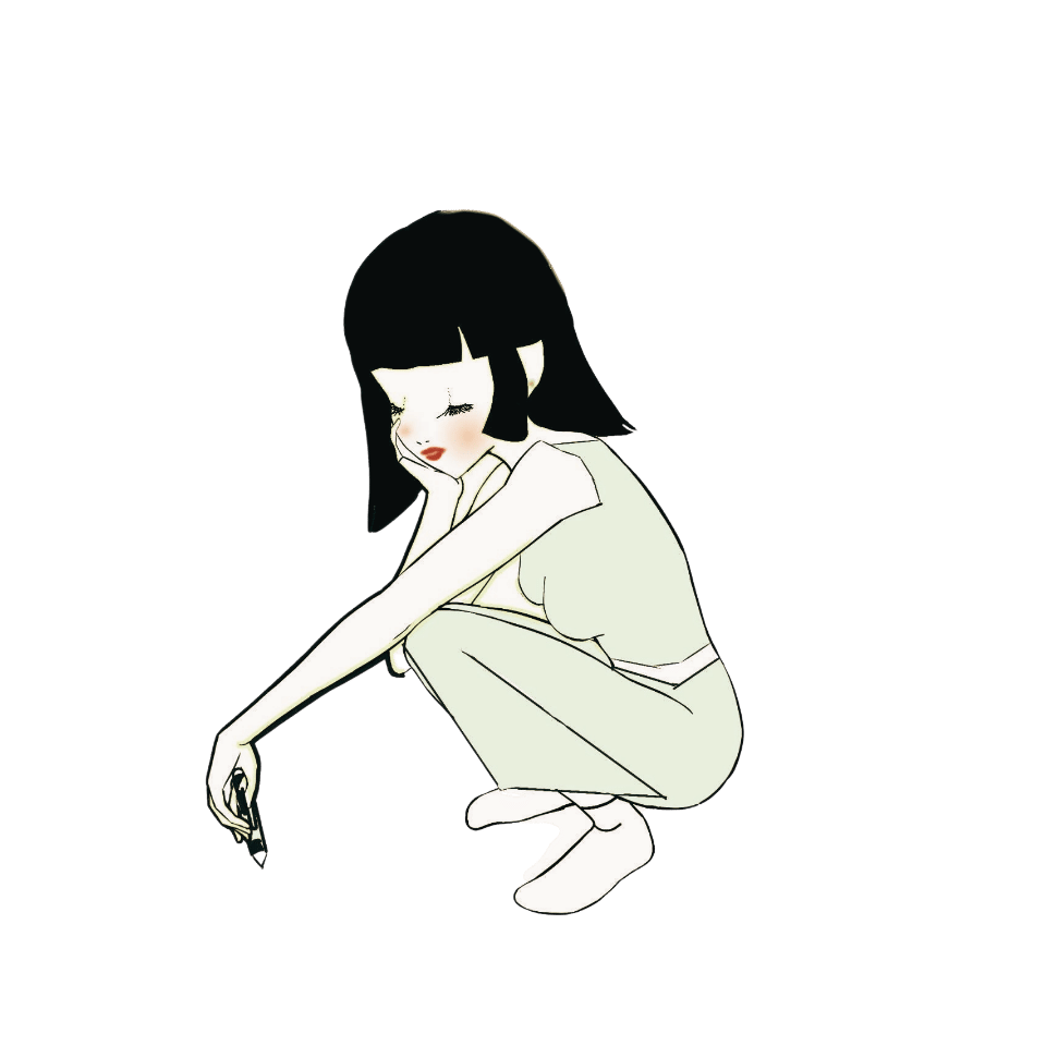 俯く女性のイラスト